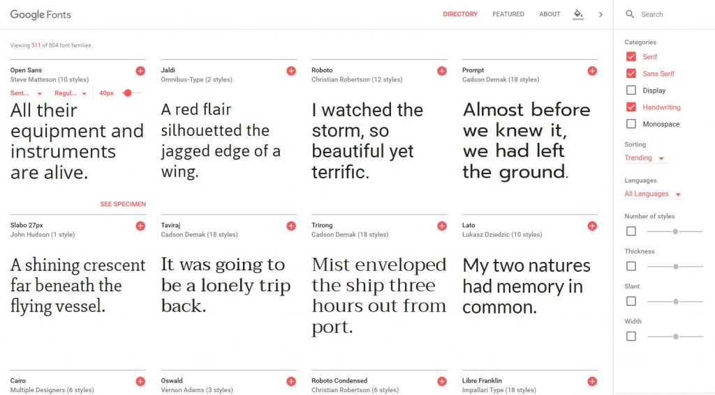 Google Fonts Directory New Website Redesign - Now More Intuitive